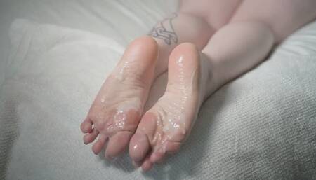 Cum covered soles dripping in faux cum