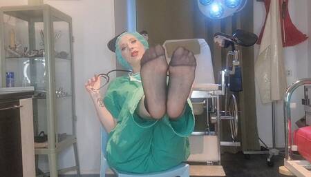 Bizarre clinic: the nurse's sweaty nylon feet