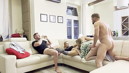 Two Sexy Blonde Women Share Some Creampie Pussy In A Hot Hardcore Foursome