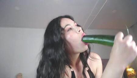 SUCKING AND FUCKING MYSELF WITH A CUCUMBER