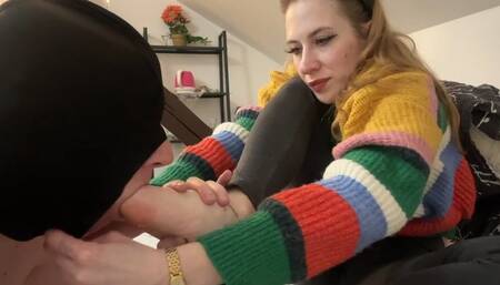 Foot gagging, licking and sniffing my sweaty socks and feet HD - WMV