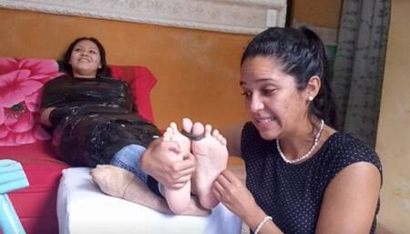 Pam and her sensitive soles: a tickling experience