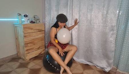 Yoga ball, nail to pop, funny costume