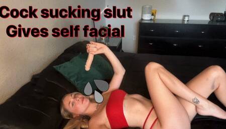 Cock Sucking Self Facial Slut
