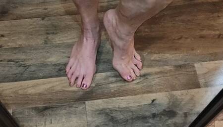 OIled calves in the mirror