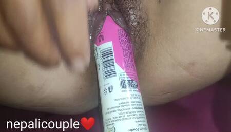 I Put a Tiny Bottle Inside My Pussy. Puti Chilaayera Hairaan Bhayo Malai