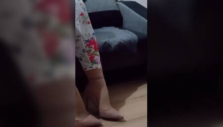 Crossdresser Dangling in Sexy Pink Suede Pointed Toe High Heels Pumps with Ankle Strap