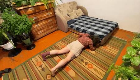 stuck under the sofa in one sock