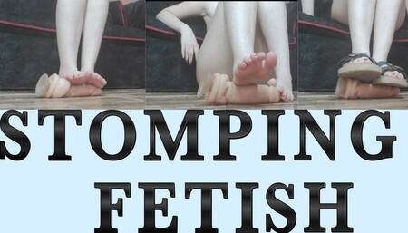 Stepping on the dildo with my feet and sandals