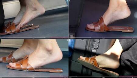 Slipper shoeplay and dangling, cute feet fetish close-up watching