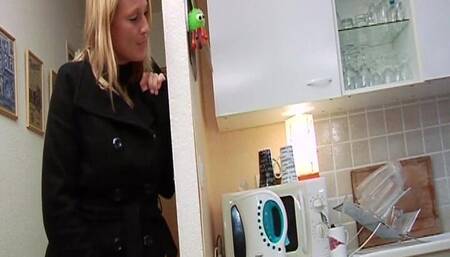 French Slut Deepthroating Before Getting Strapon Fucked