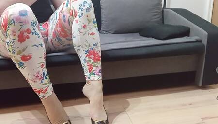 Crossdresser Dangling in Sexy Black Leather Pointed Toe High Heels by Rosa Shoes