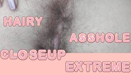 Extreme close up hairy asshole