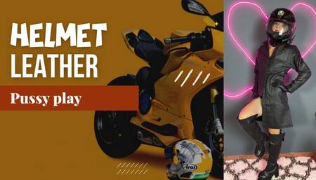 leather jacket gloves and boots in helmet