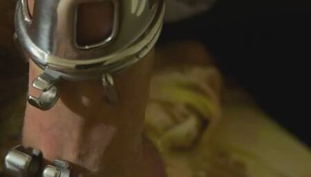 Freed from chastity, stroked, sucked, edged, DENIED release, re-caged!