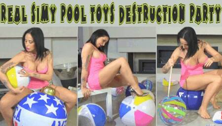 Real Simy pool toys destruction party