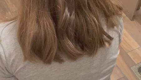 Busy public bathroom