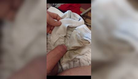 Very Horny Cumshot Without Hand Only with My Toy on Dick Big Cumshot on My Dirty Socks