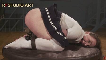 Arina in a School Uniform - Discipline Session and Spanking Ass in a Special Bondage Device (FULL HD MP4)