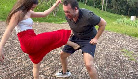 Ana Clara fighting Ballbusting Lesson 4K