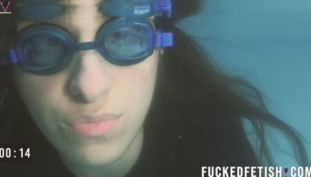 HD Mia closeup apneas pool cold black neoprene skinny CPR end