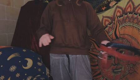 Self belting session- clothed and bare