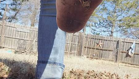 Dirty Soles in the Mud and Leaves