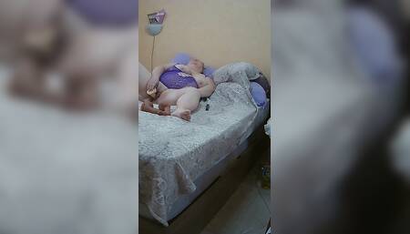 Stepmom Kneads Her Meaty Hairy Pussy with Big Sex Toys