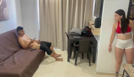 My Shy Stepsister Catches Me Masturbating and Wants Me to Fuck Her Really Hard Until She Cums. I Cum on Top of Her.