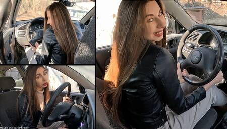 Nastya does long cranking on Lanos and begs her car