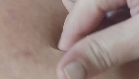 Arriving from work and receiving belly button fingering