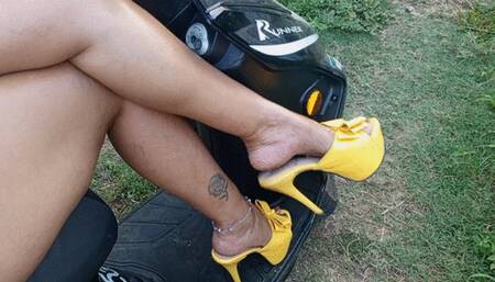 I leave my high heels hanging while on my bike (3)