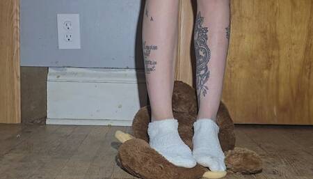 Fuzzy ankle sock trample