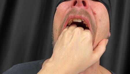 Finger Fucking Mouth - Cuckold Mouth Humiliation, Biting Finger, Vampire Teeth, Capture Tongue 4k