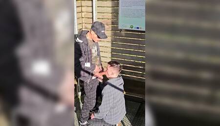 Gay Outdoor Blowjob in the Observation Tower