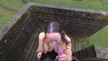 Blowjob and Facial, Topless Cumwalk Outdoors