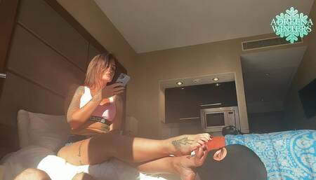 Cuck Foot Rest! Adreena Winters Making Further Use Of Her Pathetic Cuck!