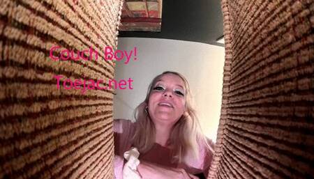 Shrunk man Between Couch Cushions