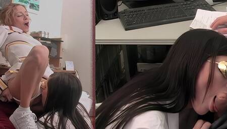 Fembot lab Assistant blows prof & eats cheerleader pussy (4K uprezz)