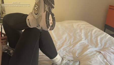 Amelie gets stuck under the bed when chilling after the gym