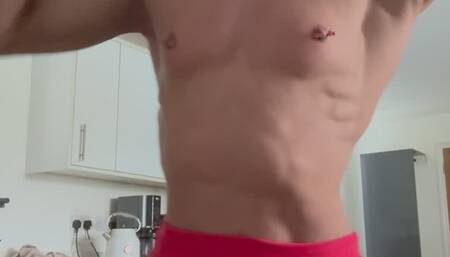 Topless rock pecs Push up dildo blowjob!!!