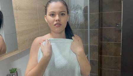 He Spied on His Shy Stepsister in the Shower and Ended up Fucking Her Tight Pussy