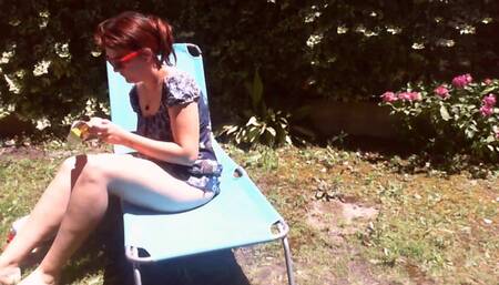 Your Beautiful Shows off Her Diaper in a Garden Full of Piss