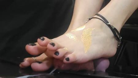 Hera's Jewelry-Adorned Soles Work Him to the Edge – Intense Cock Box Footjob, Cum Explosion (Multi-Angle POV)