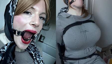 Vintage Style Ring Gagged, Blindfolded and Drooling