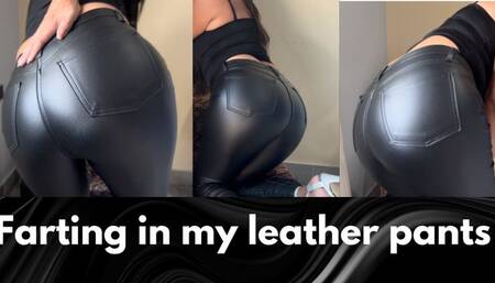 Do you want to be the slave of my farts? Farting in my leather pants