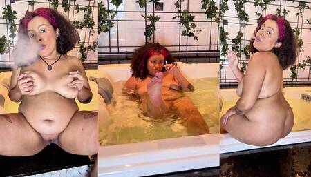 BBW Ebony Goddess Teases and Smokes in the Bathtub