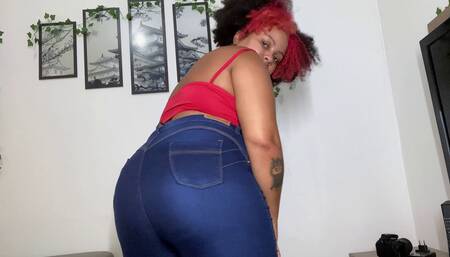 BBW Ebony Farting Beauty in Blue Jeans