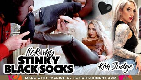 He will lick and eat my stingy black socks! ( Sock Worship with Lady Kim Judge ) - 640p wmv