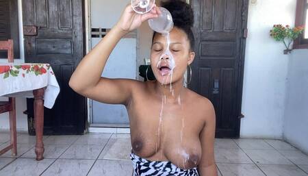 Milking my boobs and tasting it